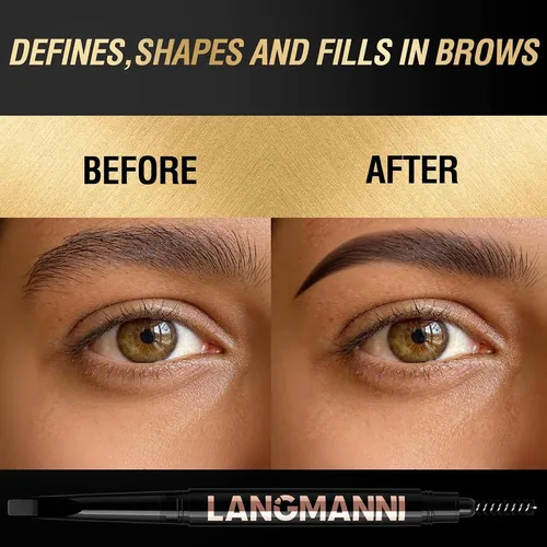 Lápiz Dual Langmanni Para Cejas 2 Piezas Con Spoolie, Tono