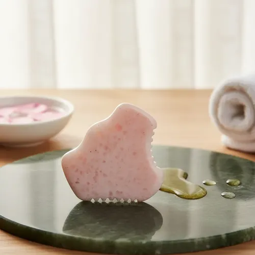 Piedra Gua Sha Peine Masajeador Corporal Marmol Rosa