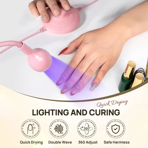 Lámpara Uv Led Para Uñas Gel Rosa Con Soporte Y Pinza