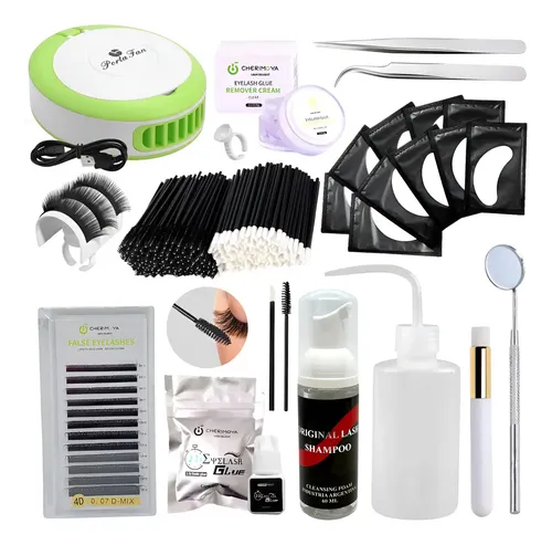 Kit Cherimoya Para Extension De Pestañas Con Tecnologica Mix Color Negro