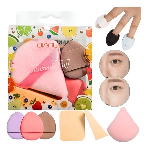 Set 6 Esponjas Maquillaje DD2 Látex Formas Redonda Triángulo Mini