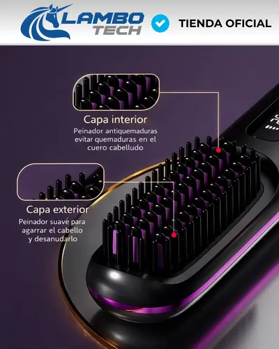 Plancha Peine Inalámbrica Led Iones Y Temperatura Ajustable