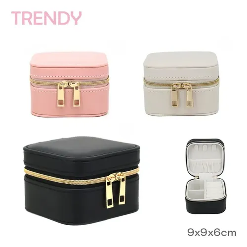 Organizador De Accesorios Mujer Cofre Porta Biuji Eco Cuero Color Beige