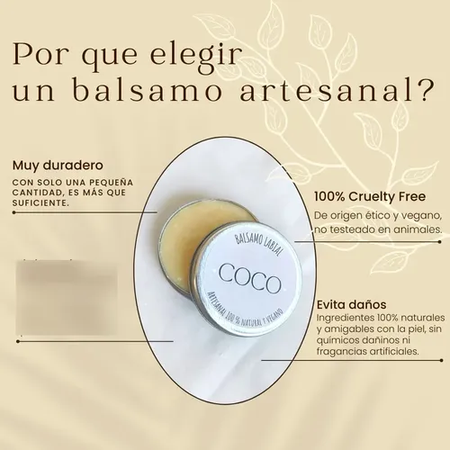 Protector Labial Bálsamo Sabor Coco Natural Cacao Humecta