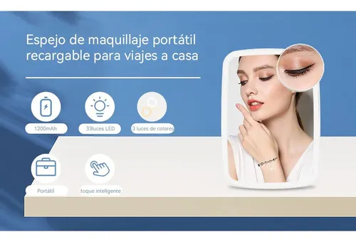 Wpd Espejo De Maquillaje W Con Luz Led Y Espejo Pequeño