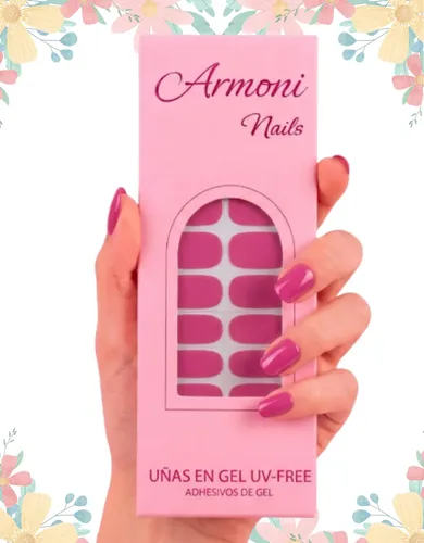 Stickers De Uñas Gel X16 Adhesivas Con Diseño Sin Lámpara Uv