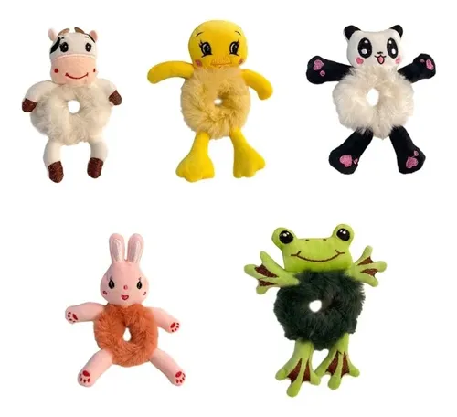 Paquete De 5 Coleteros De Peluche Con Bonitos Dibujos Animad