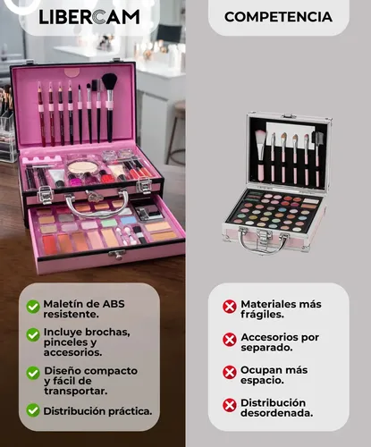 Maletin De Maquillaje Porta Cosmetico Makeup 31 Piezas LIBERCAM BAMA-02 Color Rosa