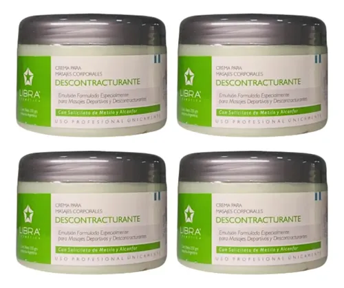 4 Crema Masajes Descontracturante 250gr. – Libra Cosmetica Fragancia Suave