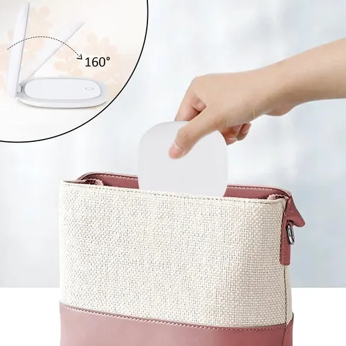 Espejo De Maquillaje De Viaje Con Luz Led, Aumento De Blanco Blanco