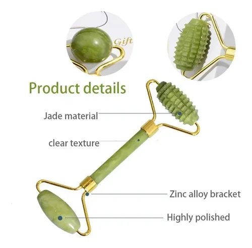 Set 2 Piezas Rodillo Jade Y Gua Sha Facial Masaje