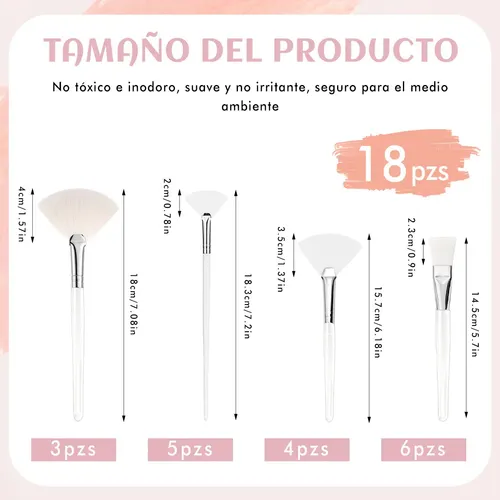 18 Piezas Para Serum Facial, Brocha Vibradora Y Spa