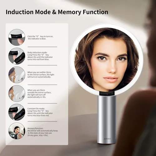 Espejo De Maquillaje Amiro De 9  Con Luz, Sensor Y Control T