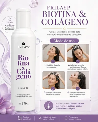 Frilayp Biotina Y Colageno Shampoo X 370 Ml Fortalece