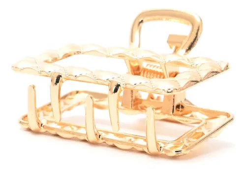 Broche Pinza De Pelo Metal Cuadriculado Rectangular 4cm