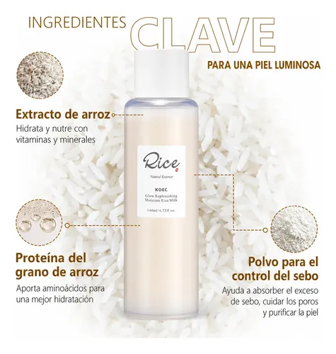 Tónico Facial De Arroz Glow Replenishing 140ml. Koec