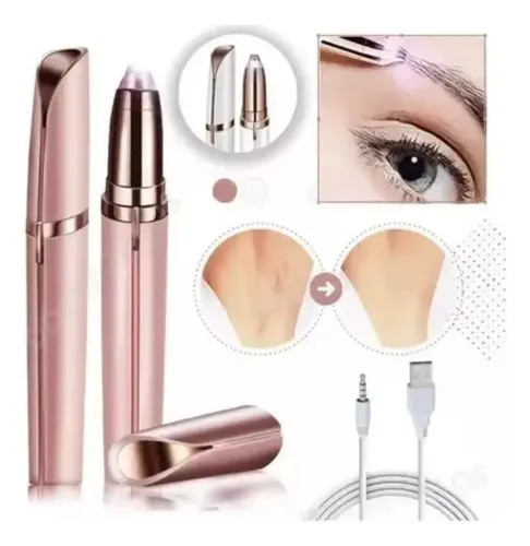 Depiladora Facial Vello Cejas Recargable Mujer Sin Dolor Usb Color Rosa