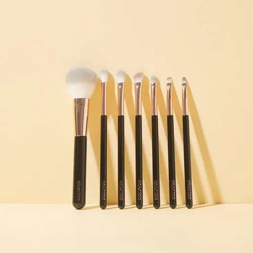 7 Pinceles De Maquillaje Negros Y Dorados 7 Piezas Set