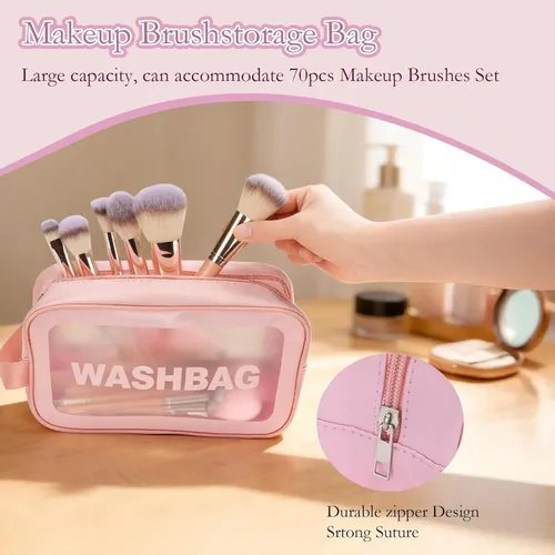 Juego De 70 Brochas Rosas Hghdbt, Kit De Maquillaje Completo