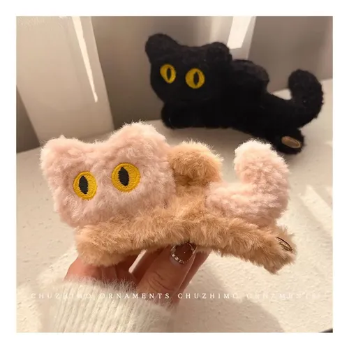Pasador De Pelo De Felpa Gato Negro