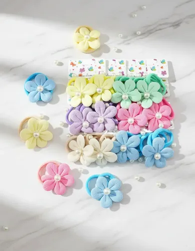 Pack X 36 Colitas De Pelo Flor Con Perla Colores Surtidos