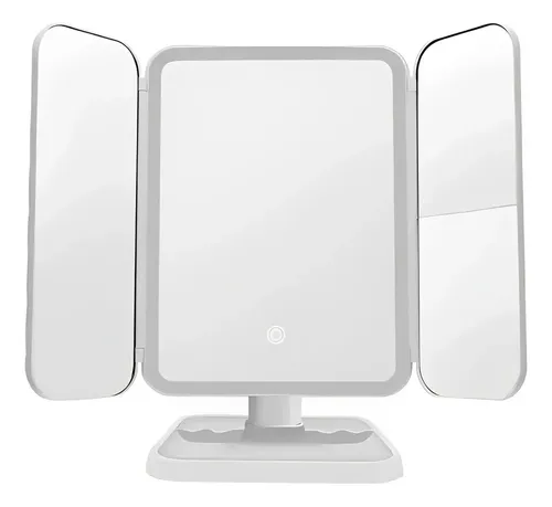Espejo De Maquillaje Pantalla Táctil Luz Led Giratorio 180