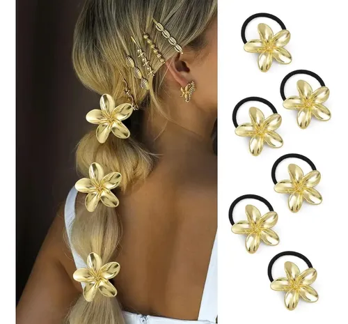 12pz Scrunchies Ligas For El Cabello Metálica Estilo +cc