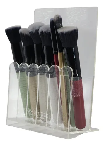 Organizador Acrílico Para Brochas Maquillaje 6 Ubicaciónes