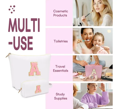 Set De Bolsas De Maquillaje Mibasies White S Con Iniciales P