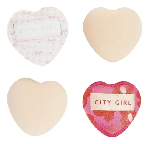 Mini Esponjas De Maquillaje City Girl Corazones X4
