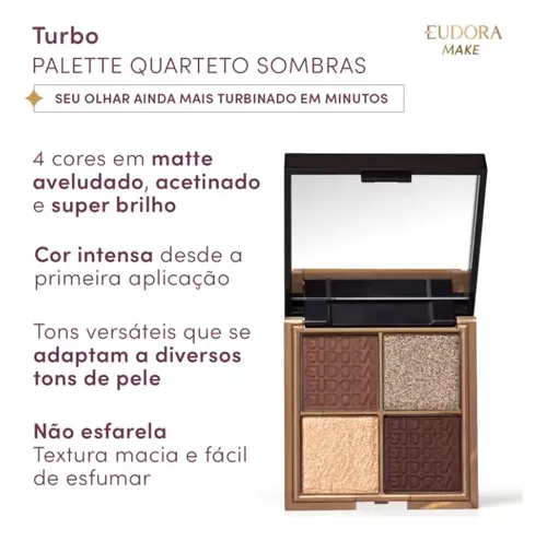 Paleta de sombras de ojos Eudora Make Turbo Quartet, 8 g, color marrón