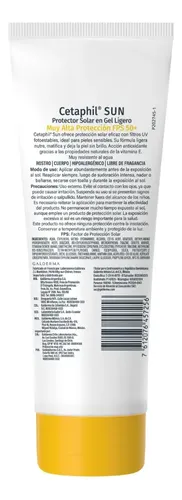 Cetaphil Sun FPS 50+ Protector Solar Gel Ligero Piel Sensible Mixta 100 ml