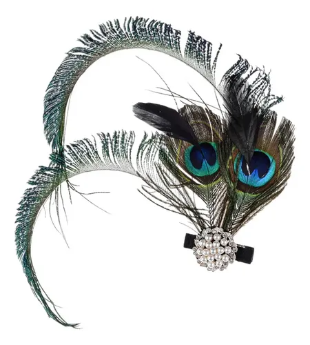 Pinzas Para El Cabello Con Plumas De Pavo Real – Diadema