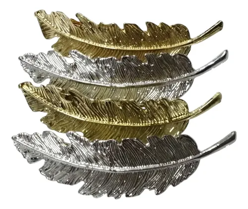 Set 4 Pinzas De Pelo Dama Moda Hoja Pluma Peinado