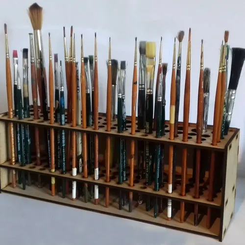Soporte Para Pinceles De Madera Con 67 Agujeros, Soporte De