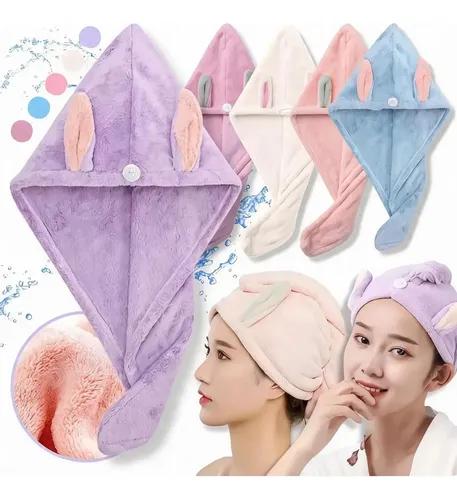 Gorro Toalla Turbante Microfibra Secar Pelo Rapido Con Moño