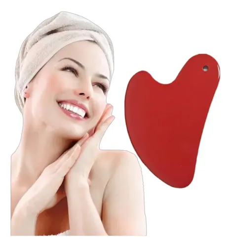 Gua Sha Metal Rojo Facial Y Corporal Masajeador