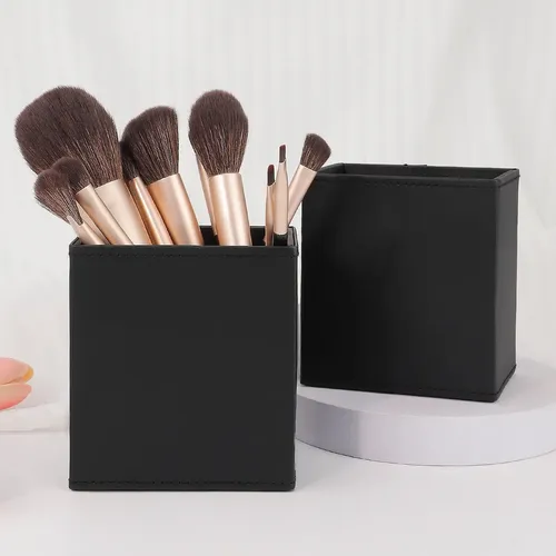 Set De 12 Brochas Negras Y Doradas Con Balde