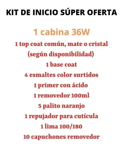 Kit Inicial X26 Cabina Esmaltes Semi Completo Manicuria