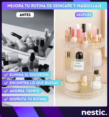 Organizador De Cosméticos Giratorio Maquillaje Crema Perfume