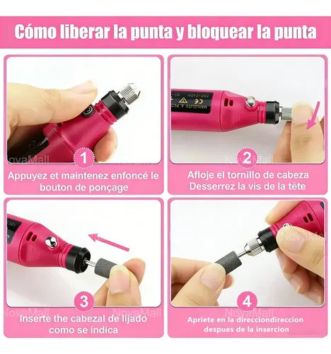Lima De Uñas Eléctrico Portátil Con 6 Profesional Brocas Kit