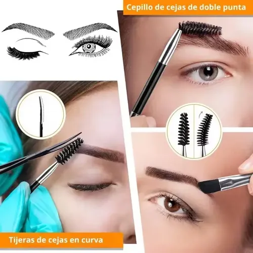 Kit 6 Pinzas De Cejas Profesionales Con Tijera Curva Rosa