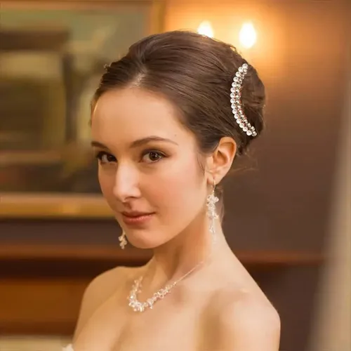 Yv&wv 2 Pinzas Laterales Cabello Perla Con Clip Diamante