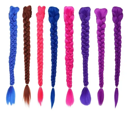 K-pop Style Multi-color Braided Ponytail For Cosplay Navy