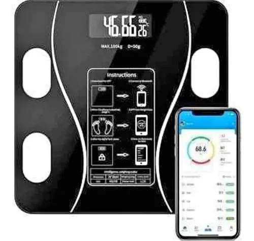 Báscula Digital Renpho Negra Con Bluetooth 180kg Pantalla App BG260R