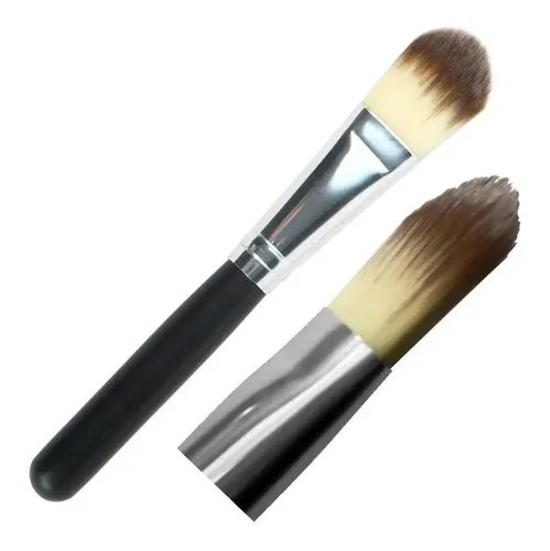 Brocha Maquillaje Base Fluida O Cremosa Lengua De Gato P313 Color Negro