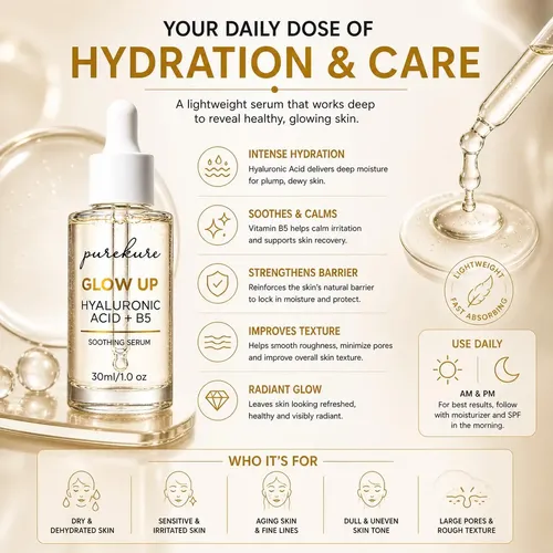Sérum De Ácido Hialurónico Purekure 30 Ml De Hidratación Pro Sensible Día/noche