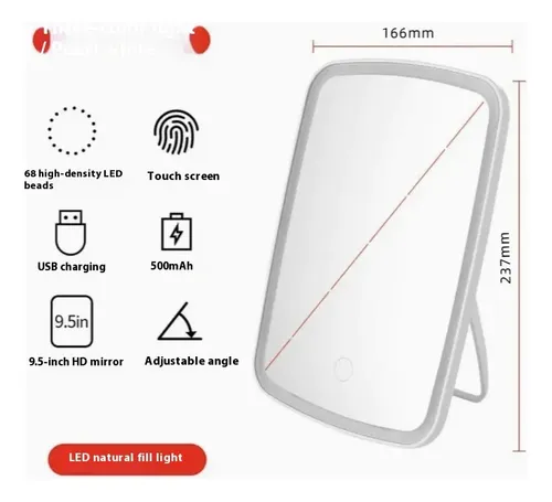 Espejo Luz Led Maquillaje Recargable 3 Colores Luz