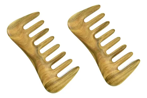 2 Peinetas De Dientes Anchos, Peine De Madera Natural Para C