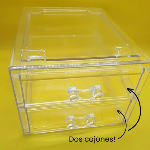 Organizador Acrílico 2 Cajones Transparente Maquillaje Joya